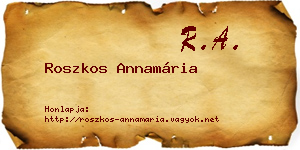Roszkos Annamária névjegykártya